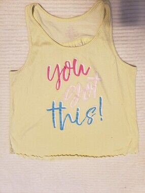 Secret Treasures You Got This! Yellow Girls' Tank Top W Lettuce Hem 8/10